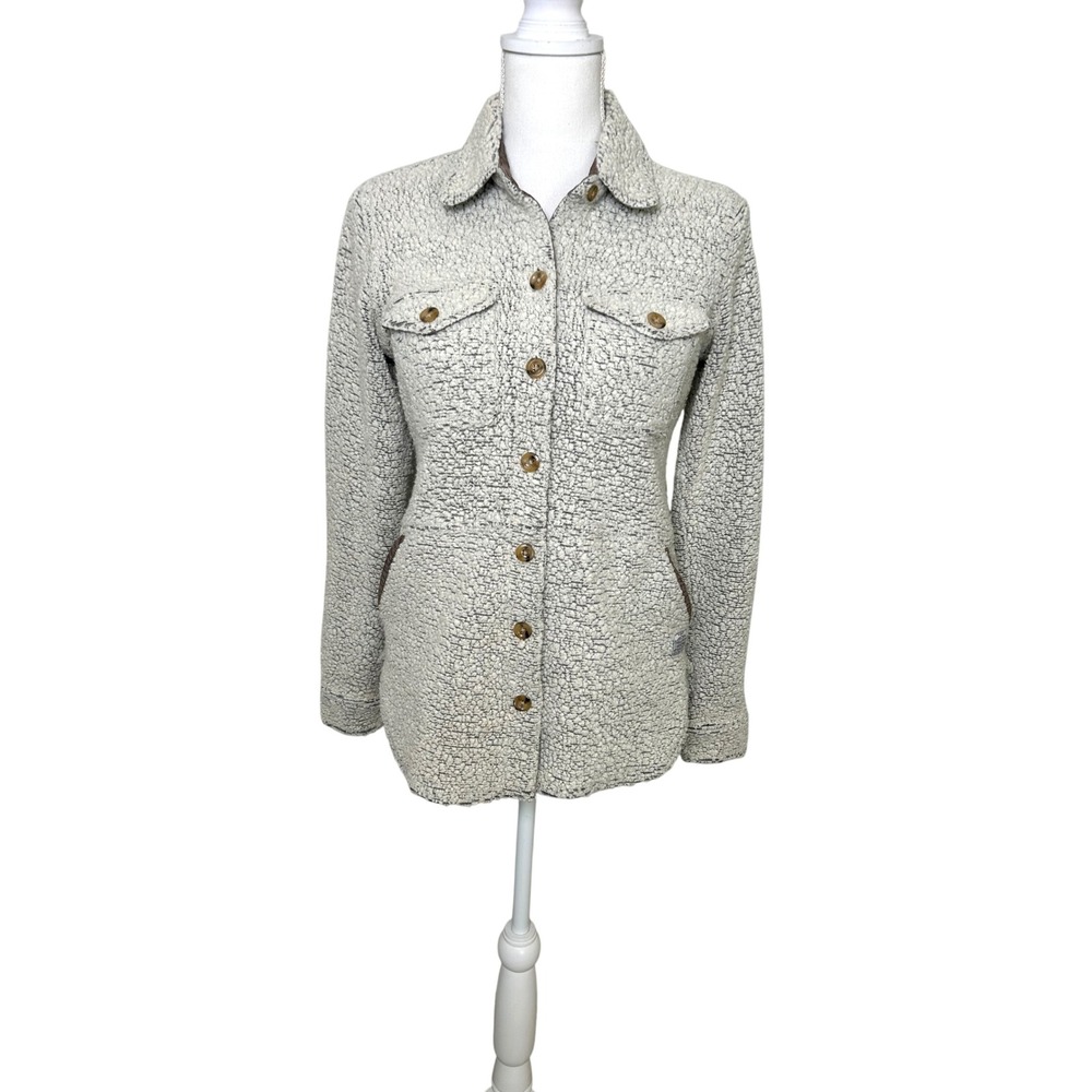 Toad&Co Women Boxcan Sherpa OverShirt Jacket Cream Telluride Heritage size XS